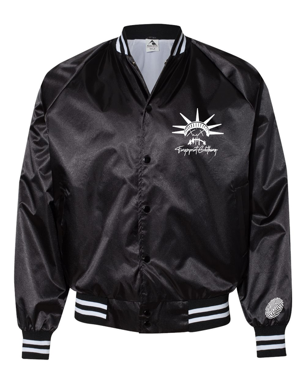 Silent America Satin Baseball Jacket