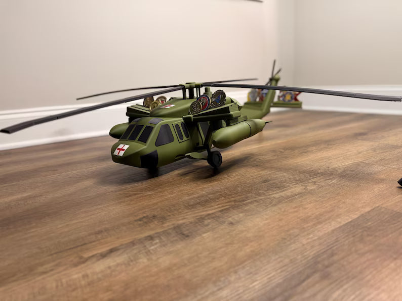 Blackhawk Helicopter Coin Holder | UH-60 Challenge Coin Display | Military Desk Decor | Army Gift