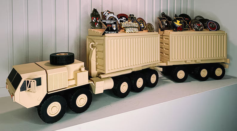 M1075 HEMTT PLS Coin Holder | Army Truck Desk Decor | Veteran Gift