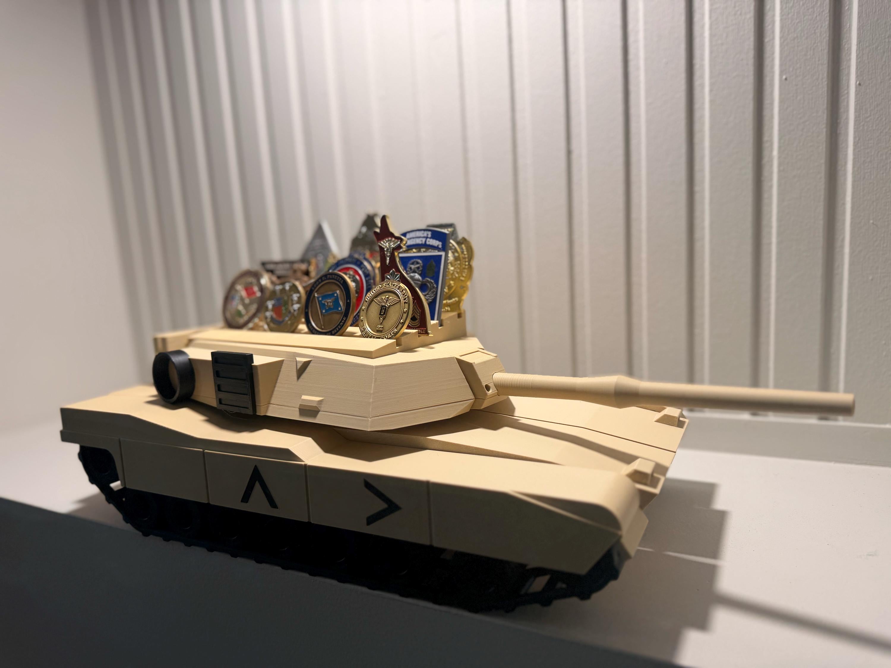 Military M1 Abrams Tank Challenge Coin Holder | Rotating Turret