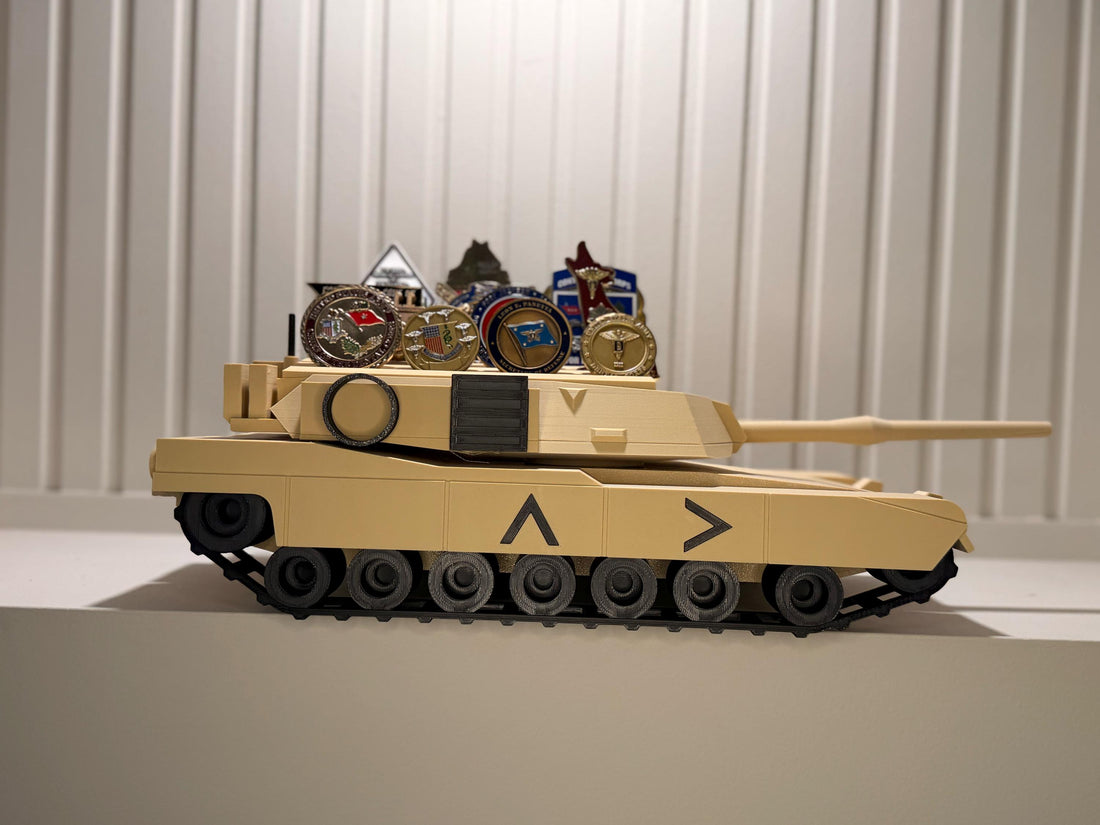 Military M1 Abrams Tank Challenge Coin Holder | Rotating Turret