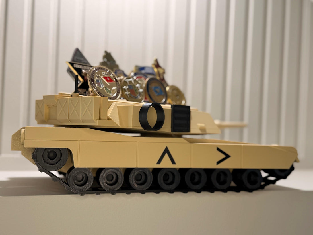 Military M1 Abrams Tank Challenge Coin Holder | Rotating Turret