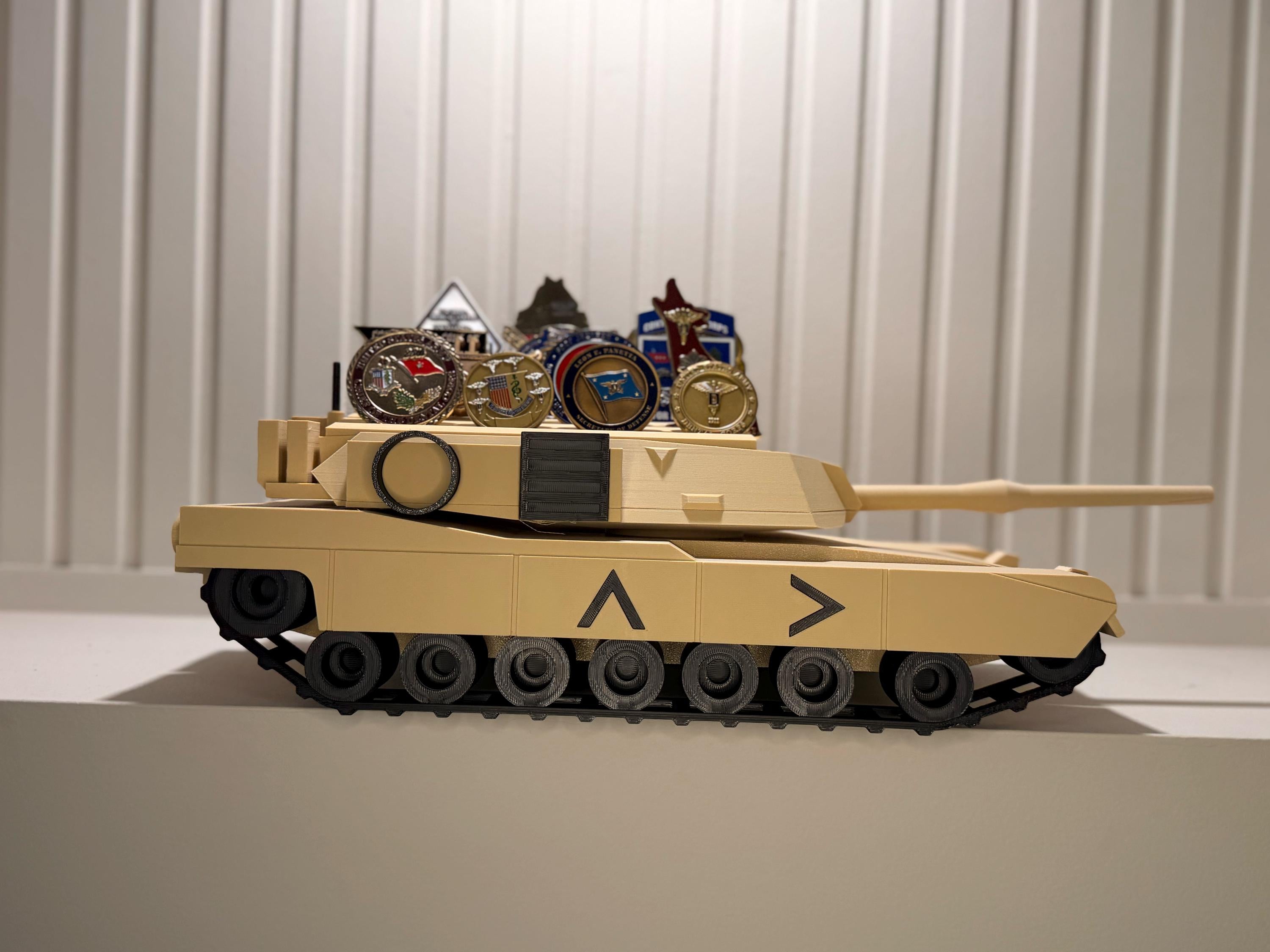 Military M1 Abrams Tank Challenge Coin Holder | Rotating Turret