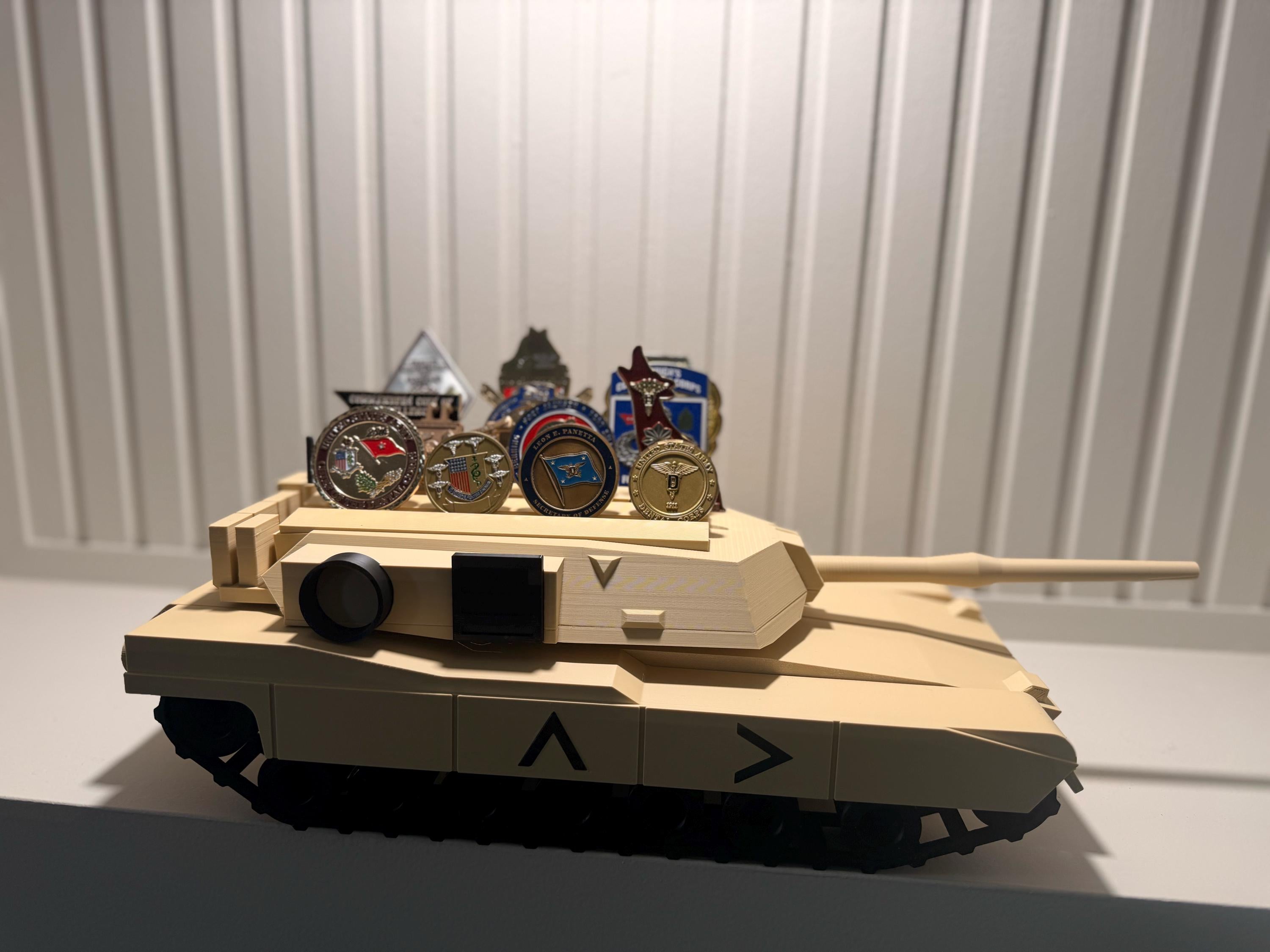 Military M1 Abrams Tank Challenge Coin Holder | Rotating Turret
