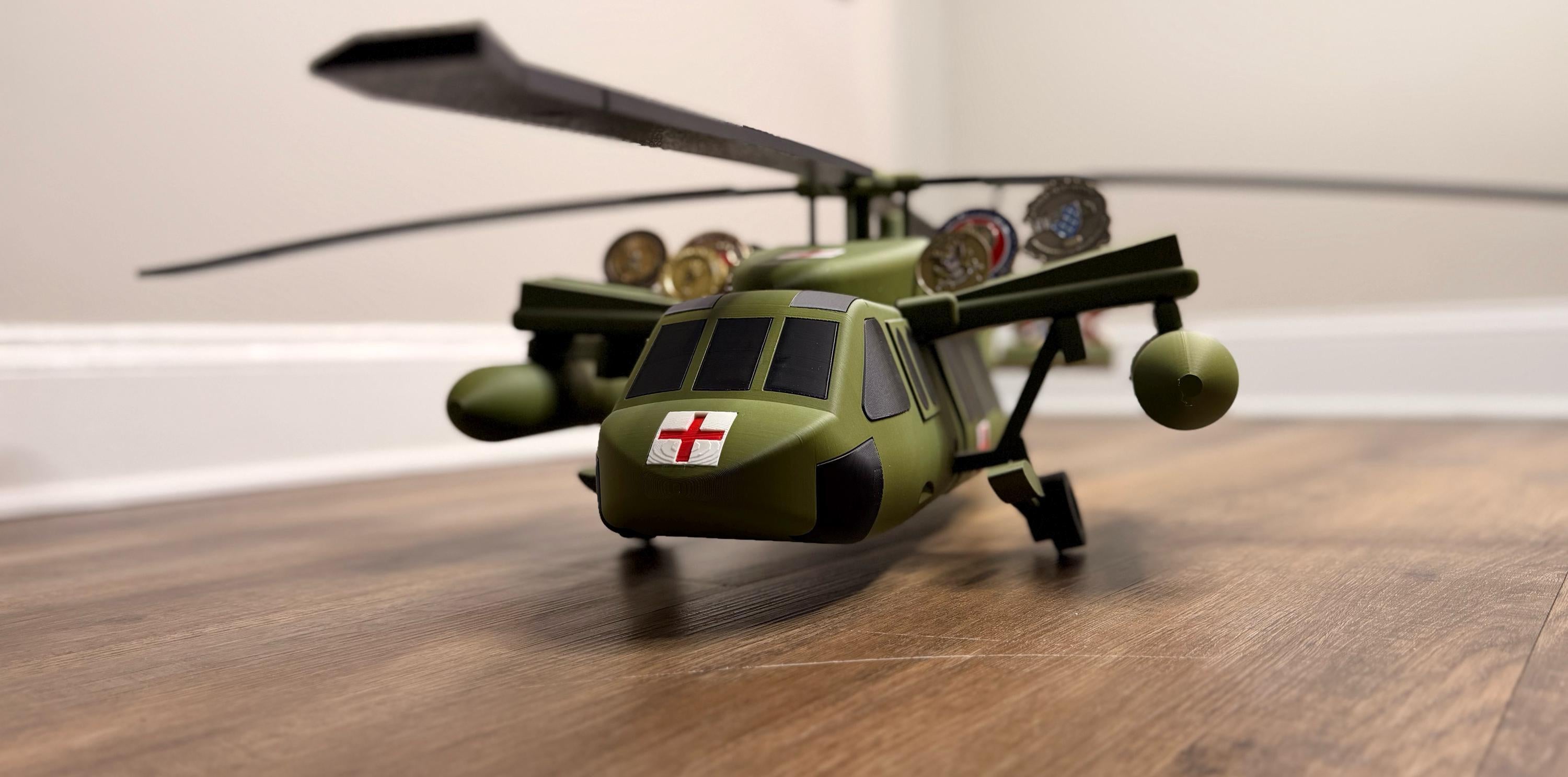 Blackhawk Helicopter Coin Holder | UH-60 Challenge Coin Display | Military Desk Decor | Army Gift