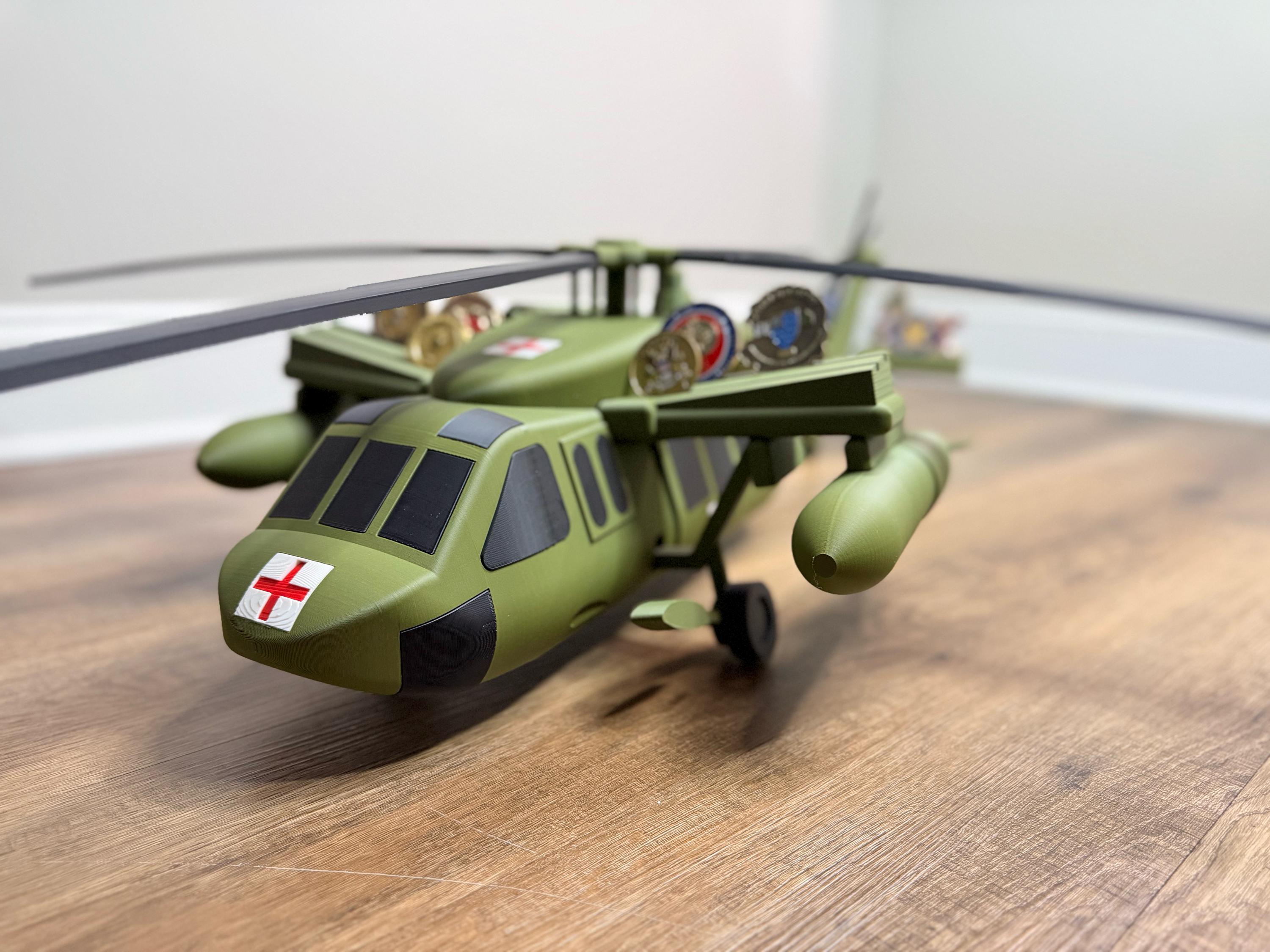 Blackhawk Helicopter Coin Holder | UH-60 Challenge Coin Display | Military Desk Decor | Army Gift