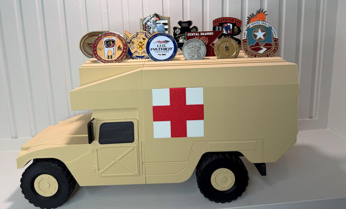 M988 MEDEVAC HMMWV Coin Holder | 3D Printed Military Ambulance Display