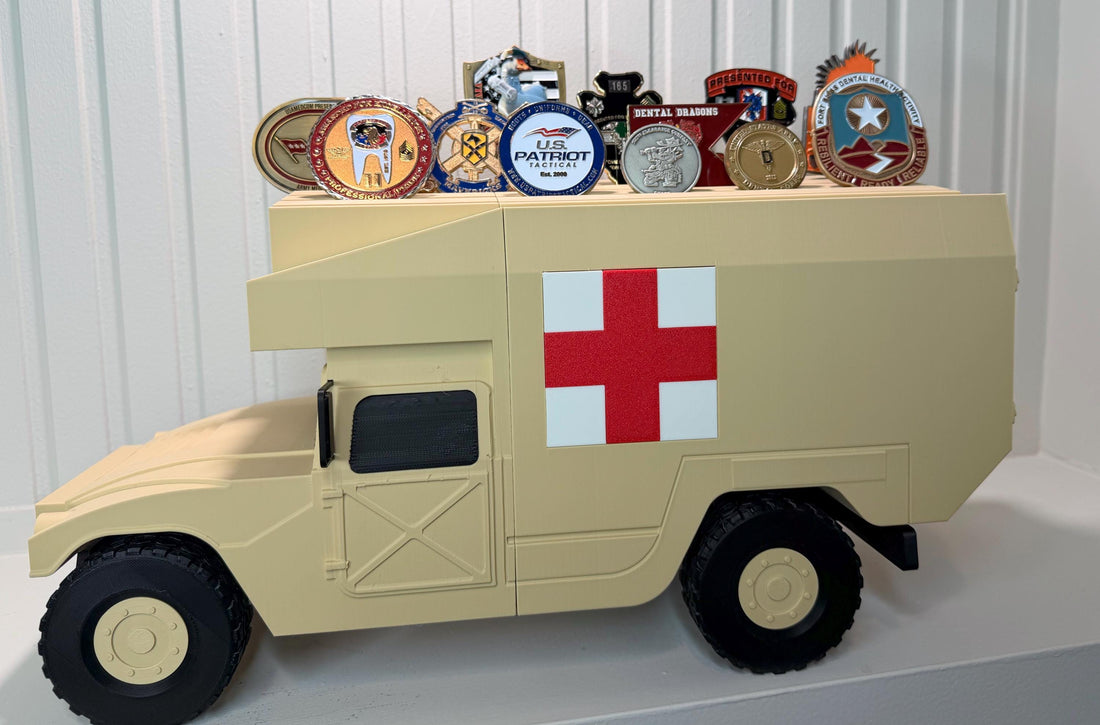 M988 MEDEVAC HMMWV Coin Holder | 3D Printed Military Ambulance Display