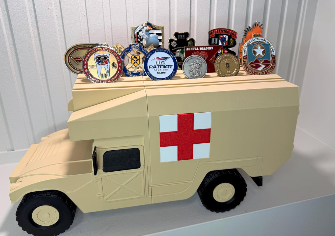 M988 MEDEVAC HMMWV Coin Holder | 3D Printed Military Ambulance Display
