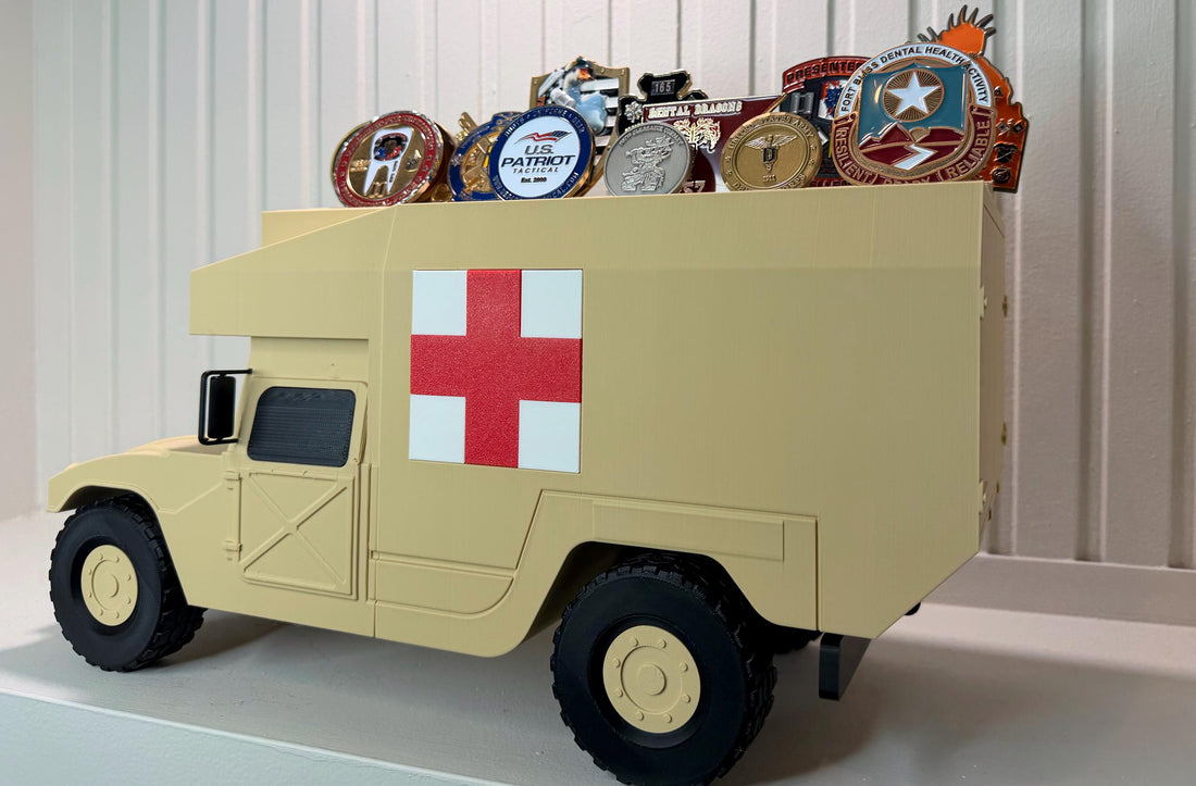 M988 MEDEVAC HMMWV Coin Holder | 3D Printed Military Ambulance Display