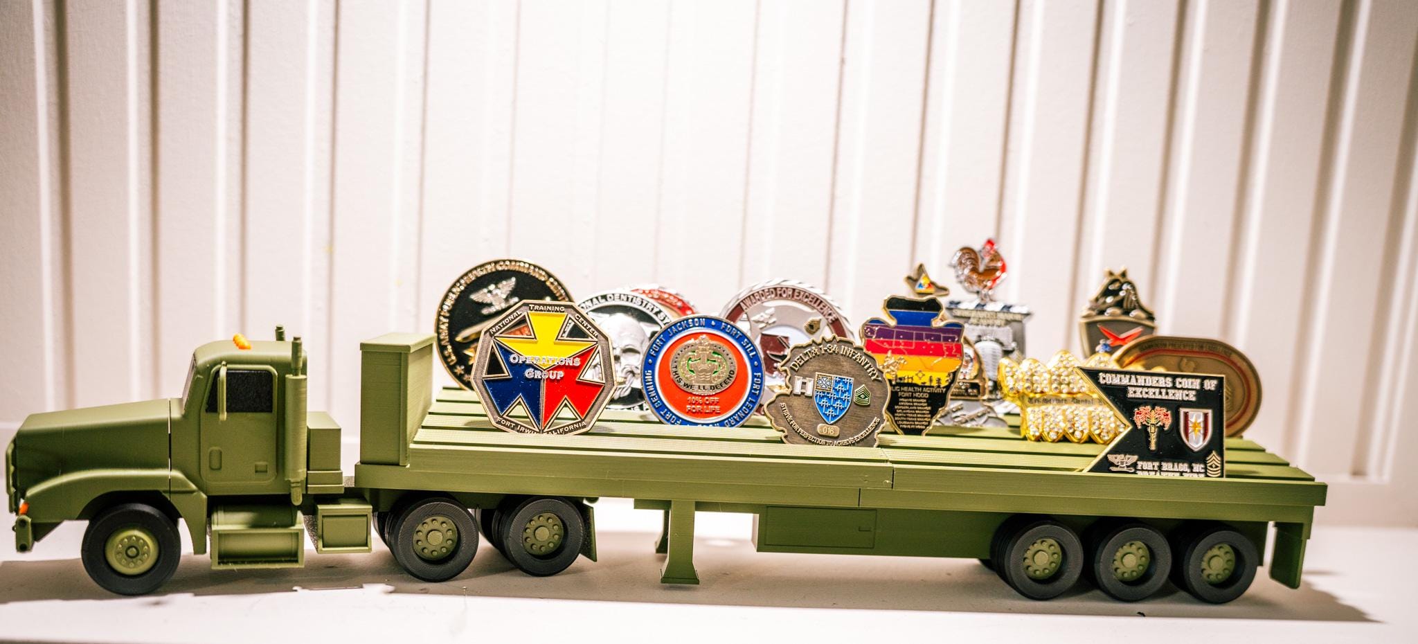 M915 Army Truck Coin Holder | Military Semi  Display | Tactical Desk Decor | Veteran Gift