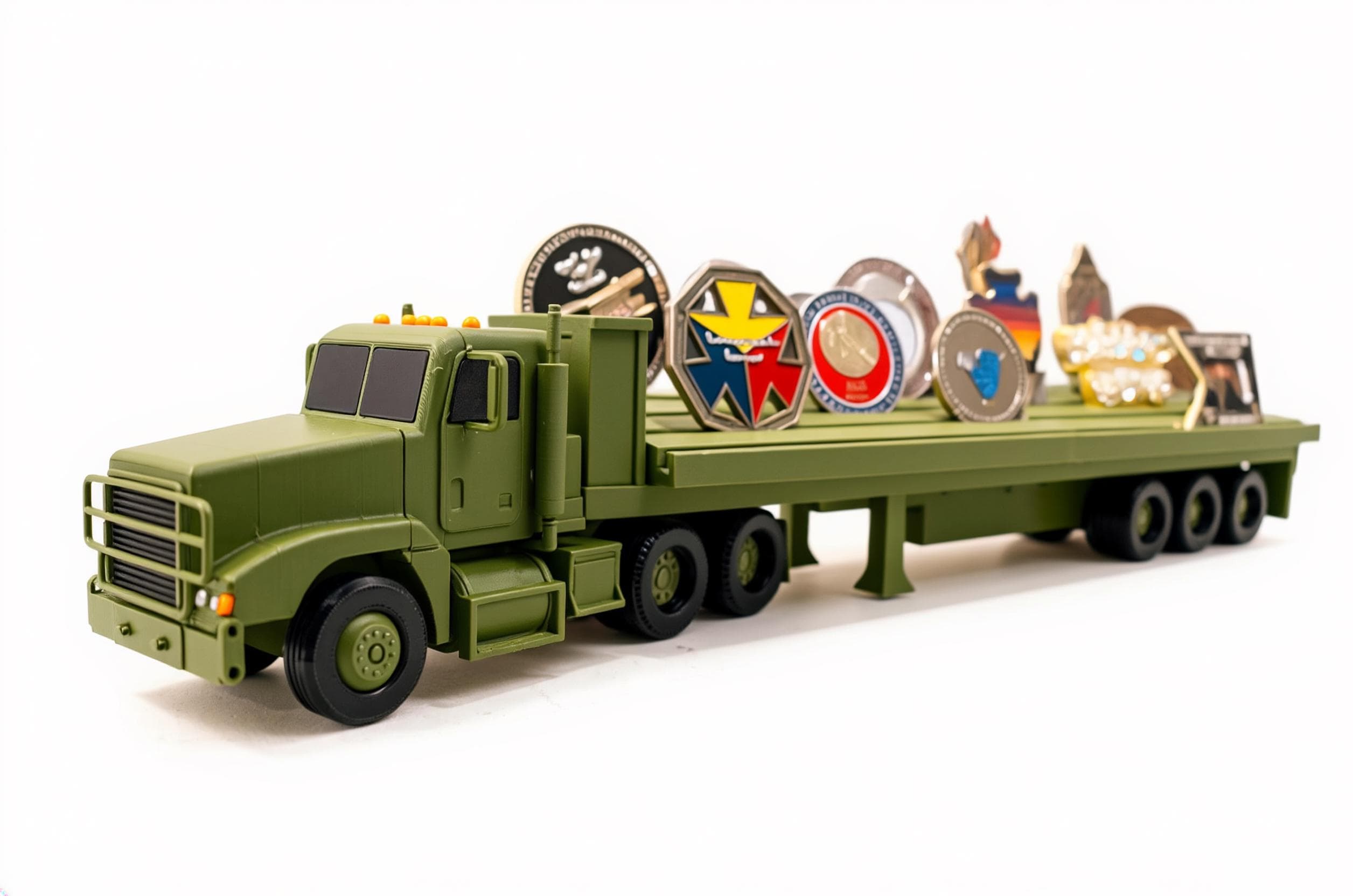 M915 Army Truck Coin Holder | Military Semi  Display | Tactical Desk Decor | Veteran Gift