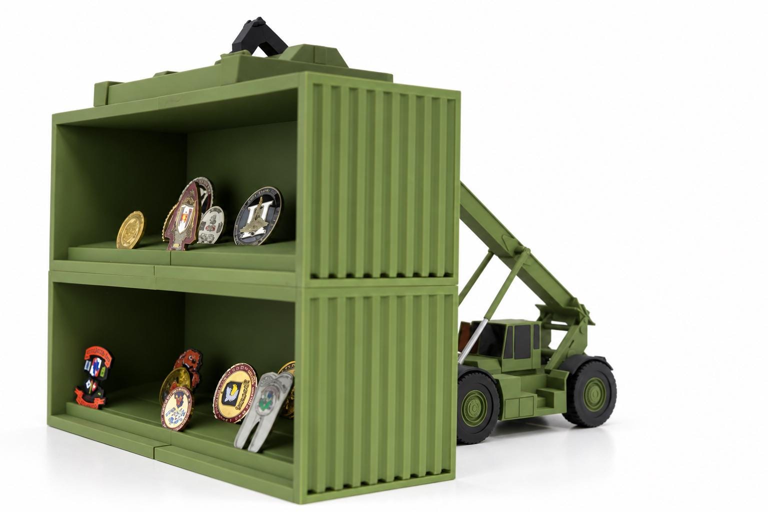 RT240 Rough Terrain Container Handler Coin Display | Military Challenge Coin Holder (3D Printed)