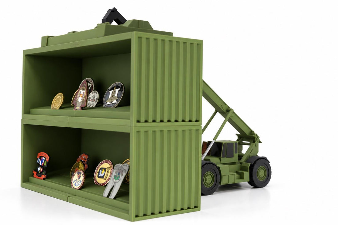 RT240 Rough Terrain Container Handler Coin Display | Military Challenge Coin Holder (3D Printed)