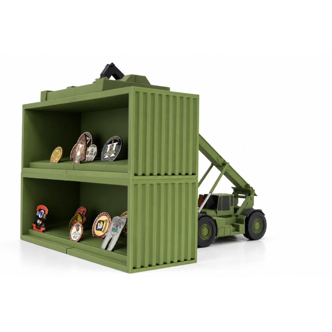 RT240 Rough Terrain Container Handler Coin Display | Military Challenge Coin Holder (3D Printed)