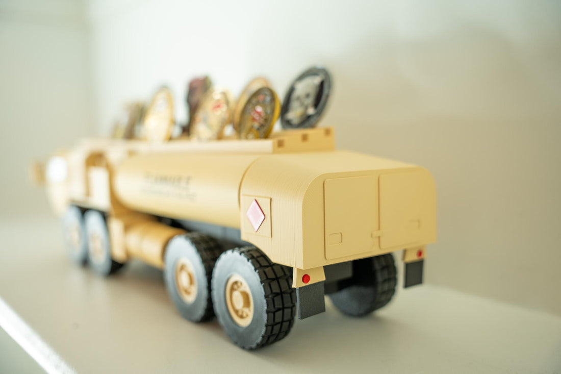 Fueler Truck Challenge Coin Holder, 3D Printed Military Display