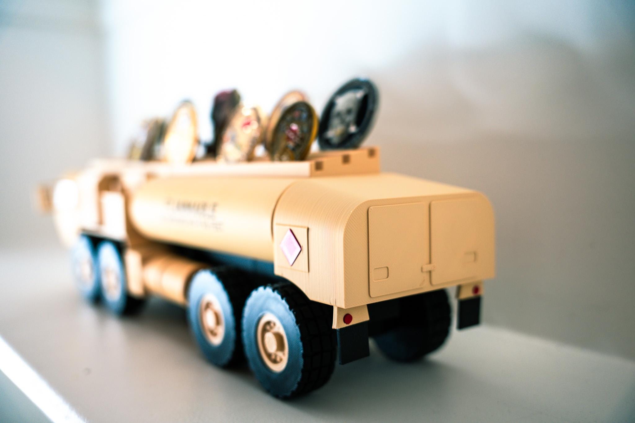 Fueler Truck Challenge Coin Holder, 3D Printed Military Display