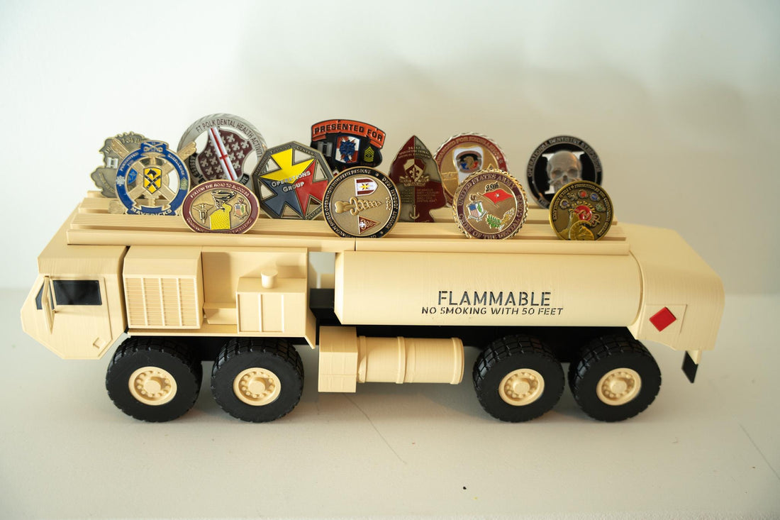 Fueler Truck Challenge Coin Holder, 3D Printed Military Display