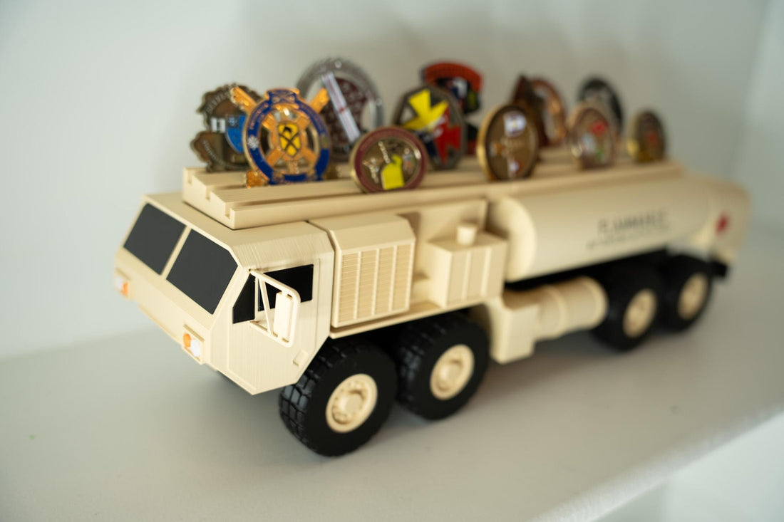 Fueler Truck Challenge Coin Holder, 3D Printed Military Display