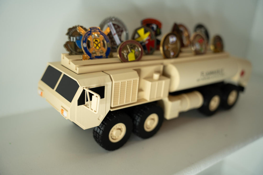 Fueler Truck Challenge Coin Holder, 3D Printed Military Display